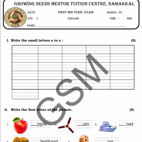 English Mid Term Class 1
