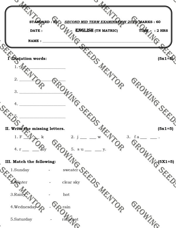 English II Mid Term Class 3