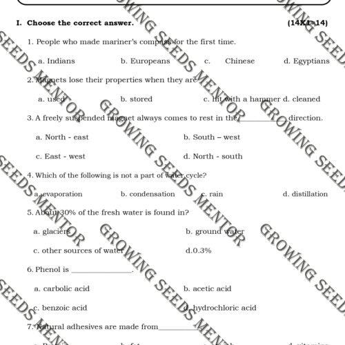Science Third Term Exam Class 6